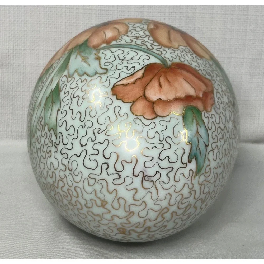 Ann Fogg Hand Painted Porcelain Egg Floral Poppy Gold Trim Signed Art Pottery